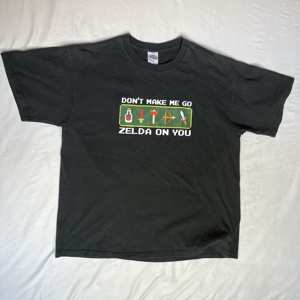 Vintage Y2K Nintendo Zelda Gamer Shirt Mens L 8-Bit Pixel Art Retro Streetwear